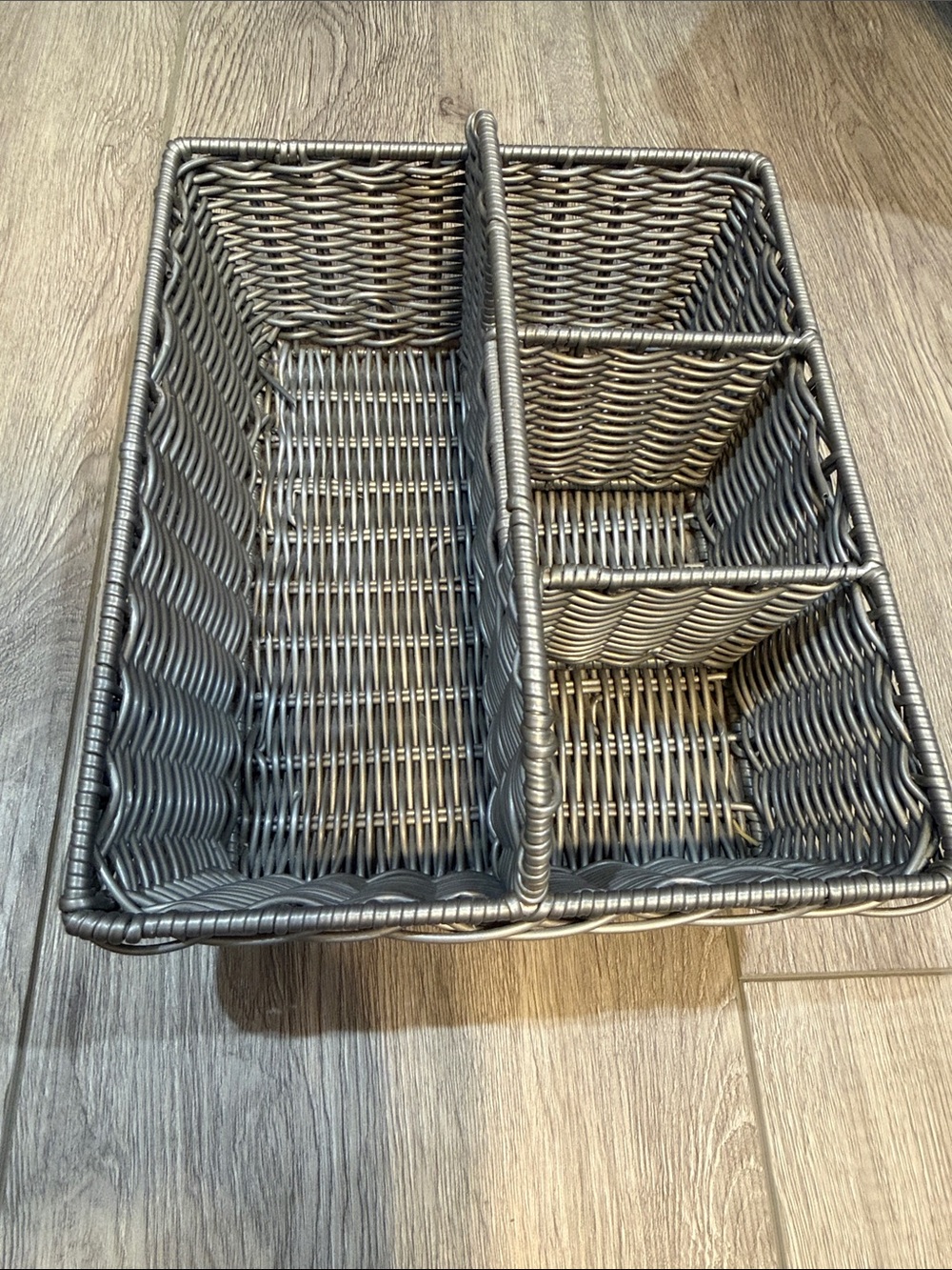Gray Woven Storage Basket - Handled Home Accent